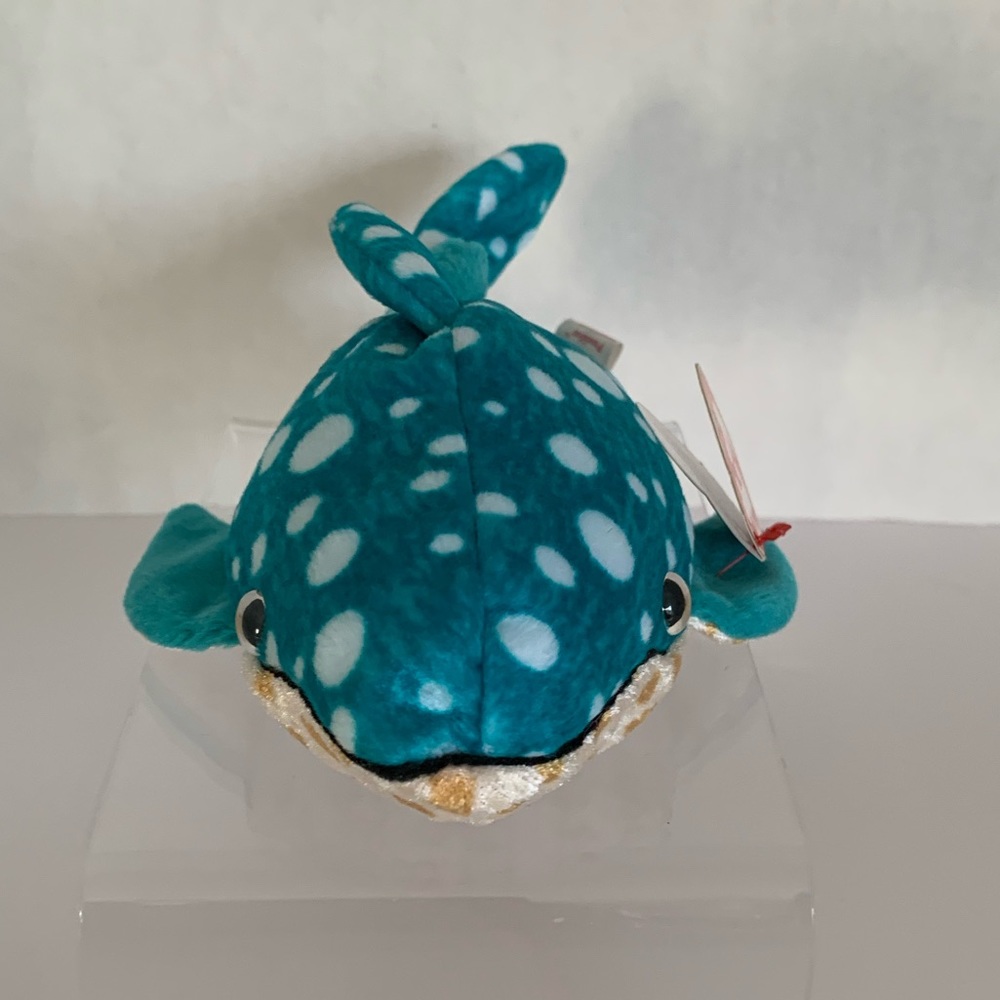 NWT Beanie Baby Ty Poseidon Whale 2000 Retired Vintage Ocean Blue Tan Polka Dots - Picture 5 of 15